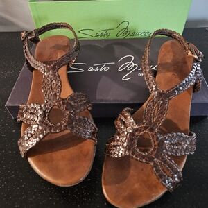 Sesto Meucci Woven Brown Sandals Sz 7.5